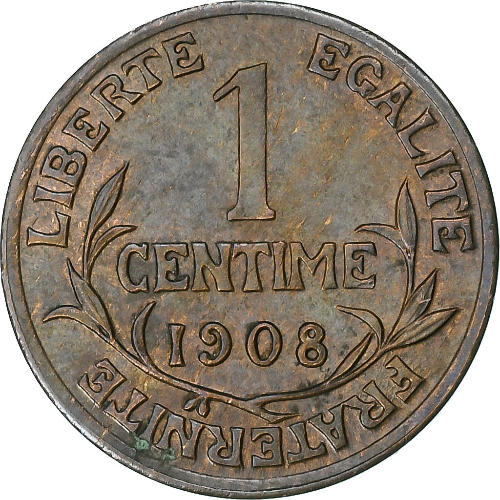 France, Centime, Daniel-Dupuis, 1908, Paris, Bronze, AU(50-53), Gadoury:90
