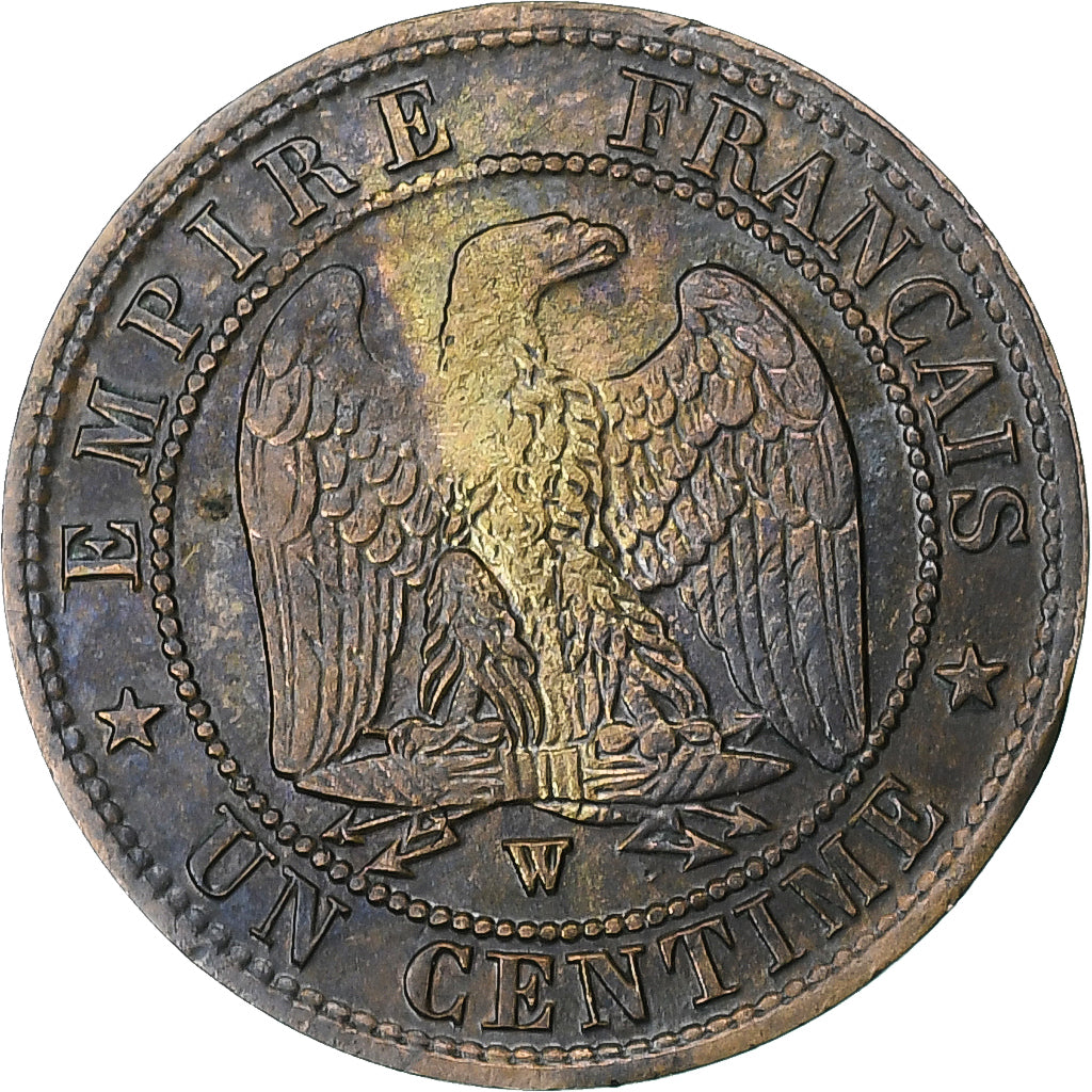 França, Napoleon III, Centime, 1857, Lille, Bronze, AU(50-53), Gadoury:86