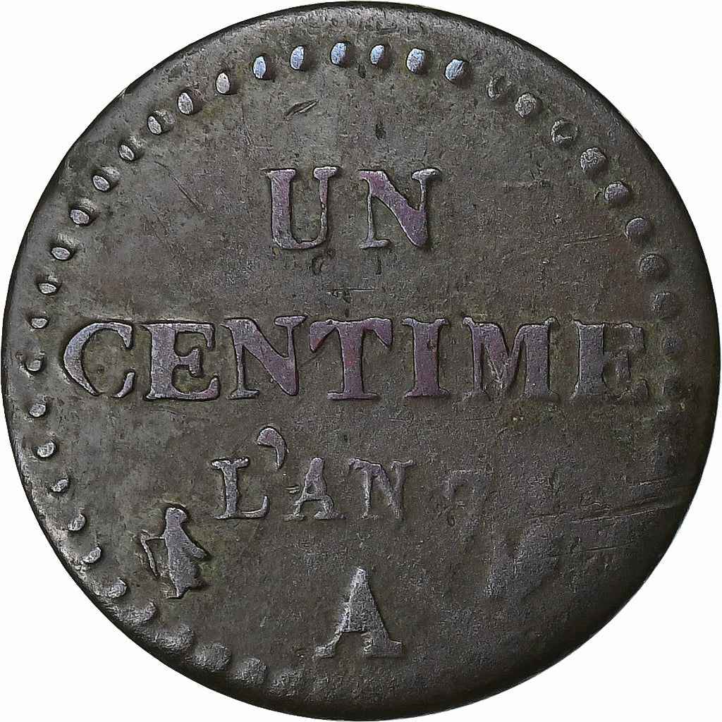 França, Centime, Dupré, AN 7, Paris, Bronze, VF(30-35), Gadoury:76, KM:646