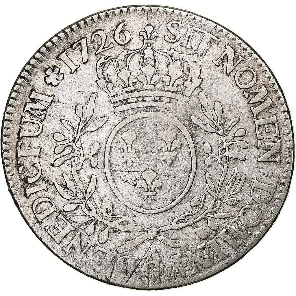 France, Louis XV, Ecu aux branches d'olivier, 1726, Paris, Silver, VF(20-25)