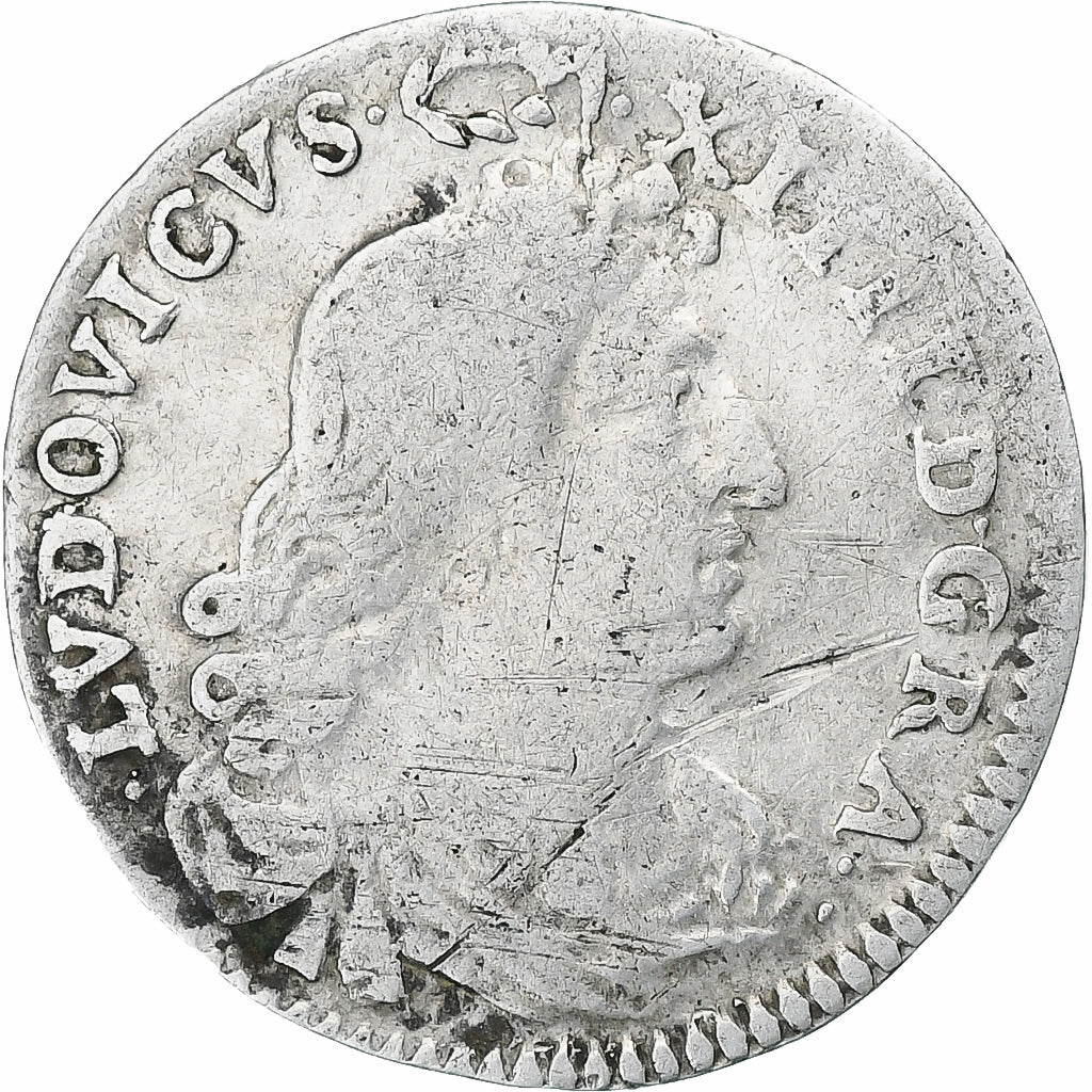 France, Louis XIV, 4 Sols des Traitants, 1675, Paris, Silver, VF(30-35)