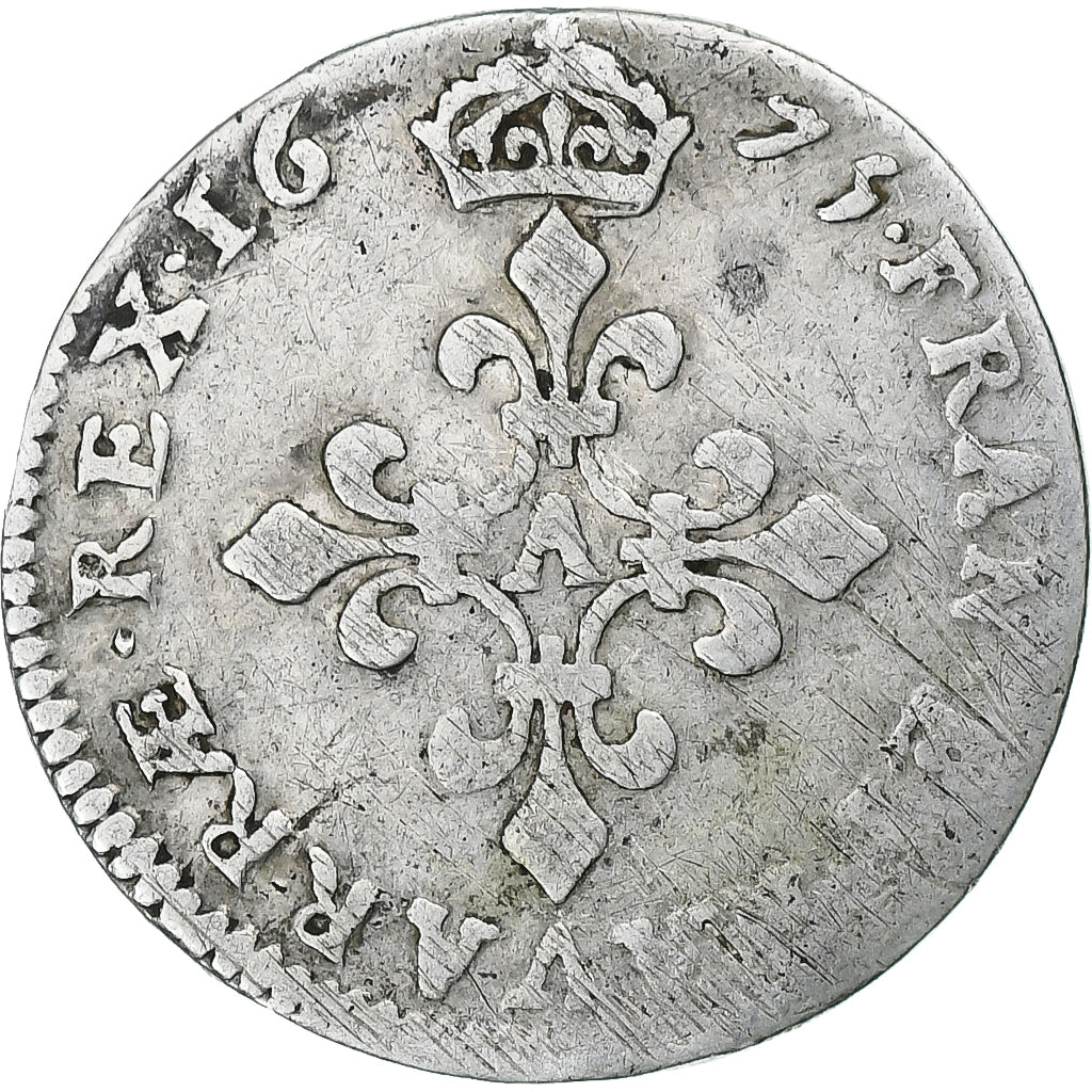 France, Louis XIV, 4 Sols des Traitants, 1675, Paris, Silver, VF(30-35)