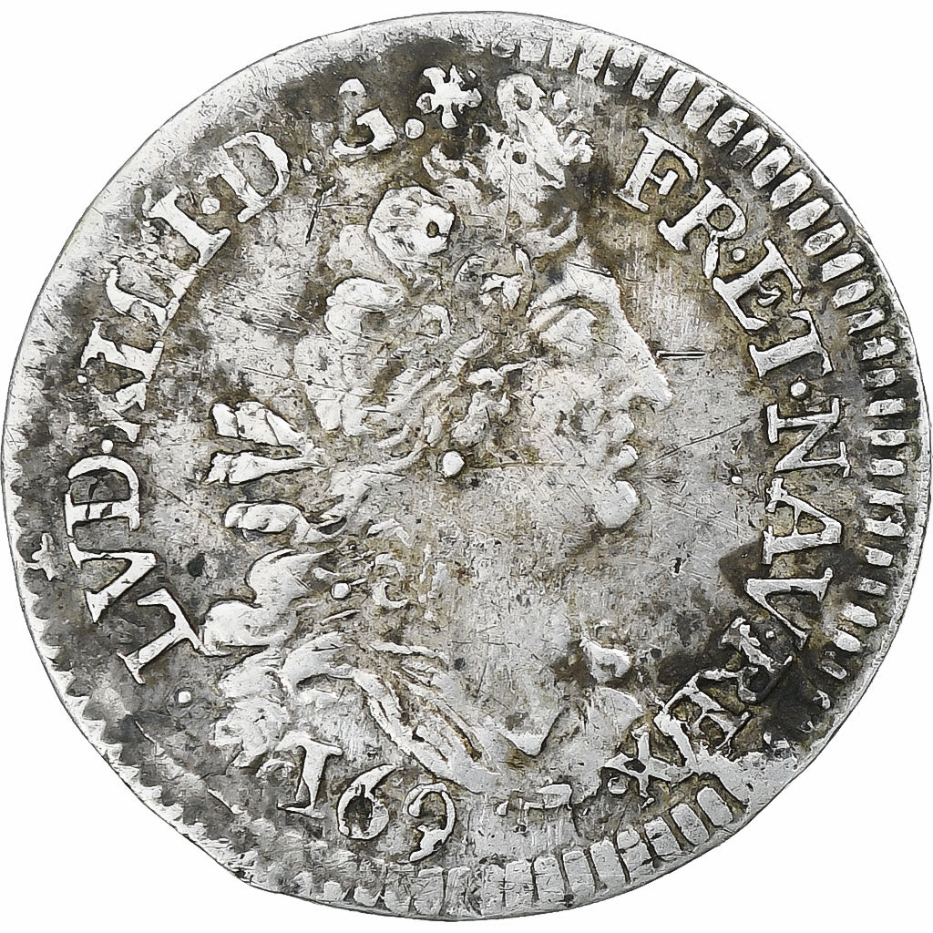France, Louis XIV, 4 Sols aux 2 L, 1691, Rennes, Silver, VF(30-35), Gadoury:106