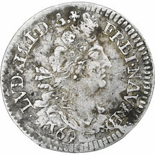 France, Louis XIV, 4 Sols aux 2 L, 1691, Rennes, Silver, VF(30-35), Gadoury:106