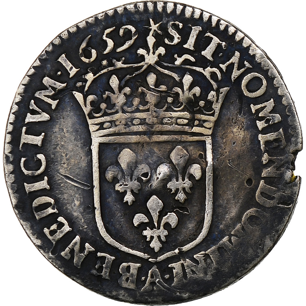 France, Louis XIV, 1/12 Écu au buste juvénile, 1659, Paris, Silver, VF(30-35)