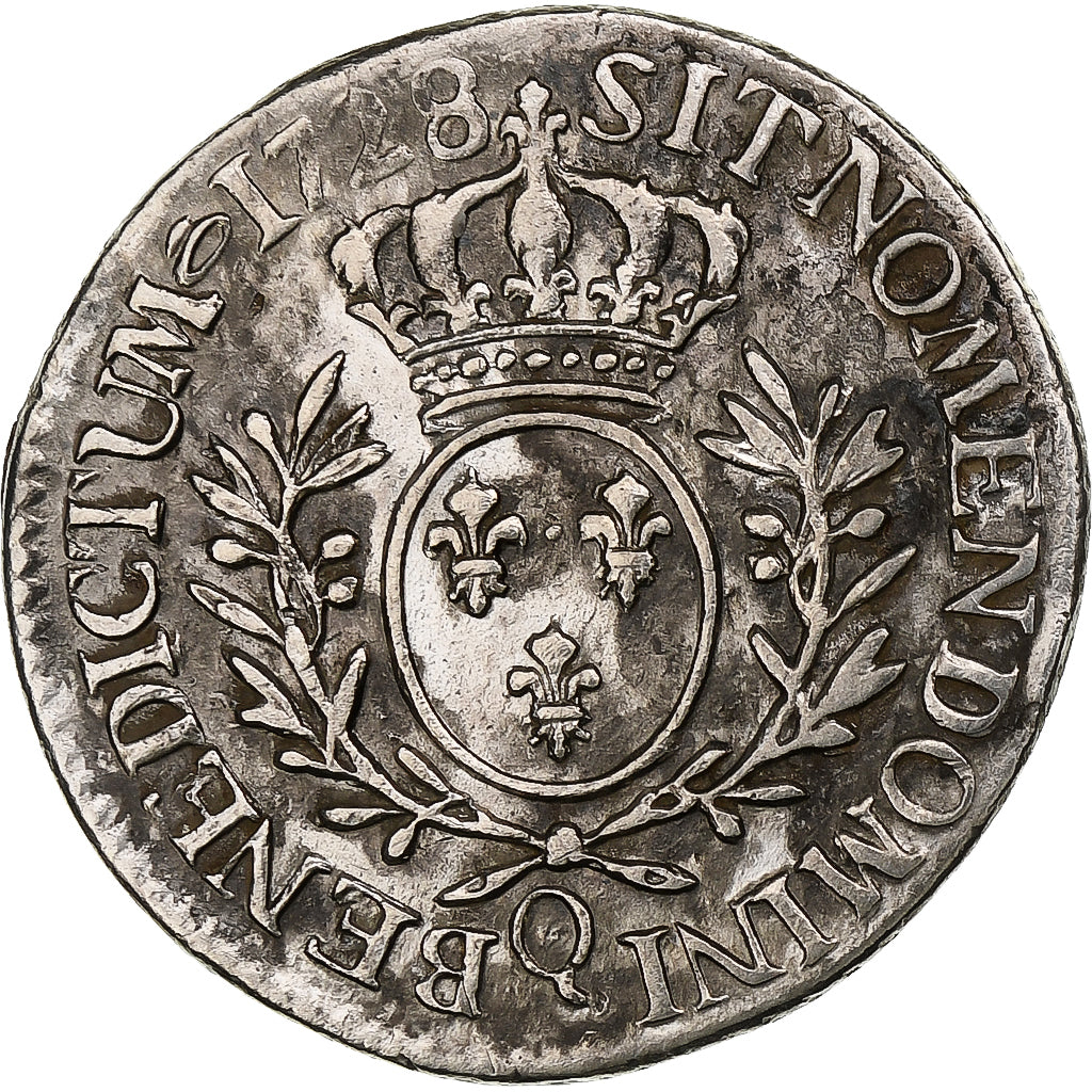 Frankrijk, Louis XV, 1/5 Écu aux branches d'olivier, 1728, Perpignan, Zilver