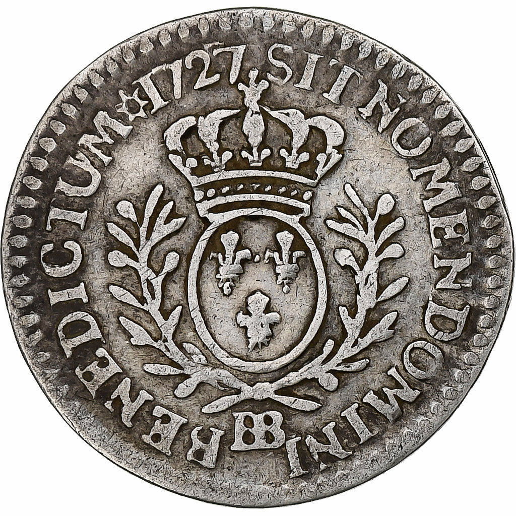 Francia, Louis XV, 1/20 Ecu aux branches d'olivier, 1727, Strasbourg, Plata