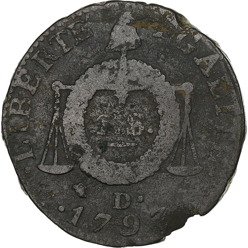 Frankreich, Sol aux balances françoise, 1793 / AN II, Dijon, Métal de cloche