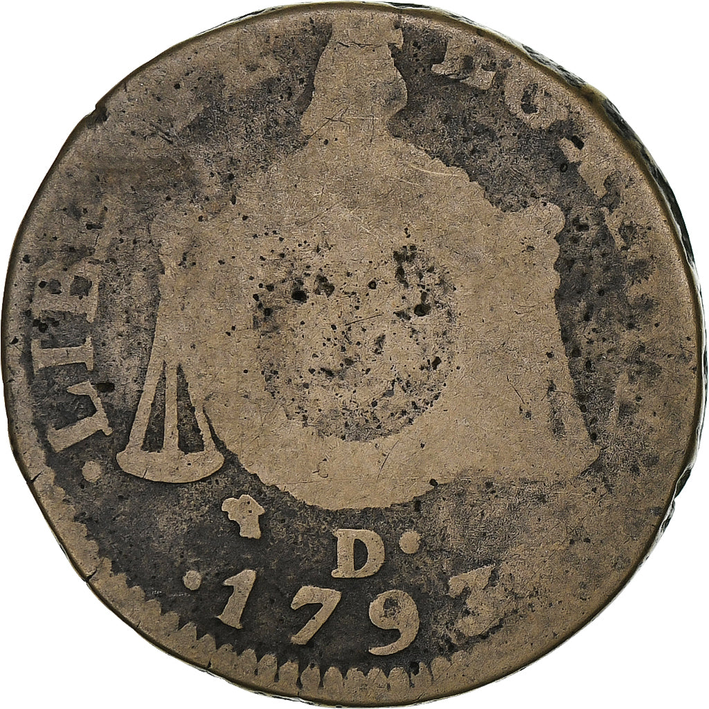 Frankreich, Sol aux balances françoise, 1793 / AN II, Dijon, Kupfer, S