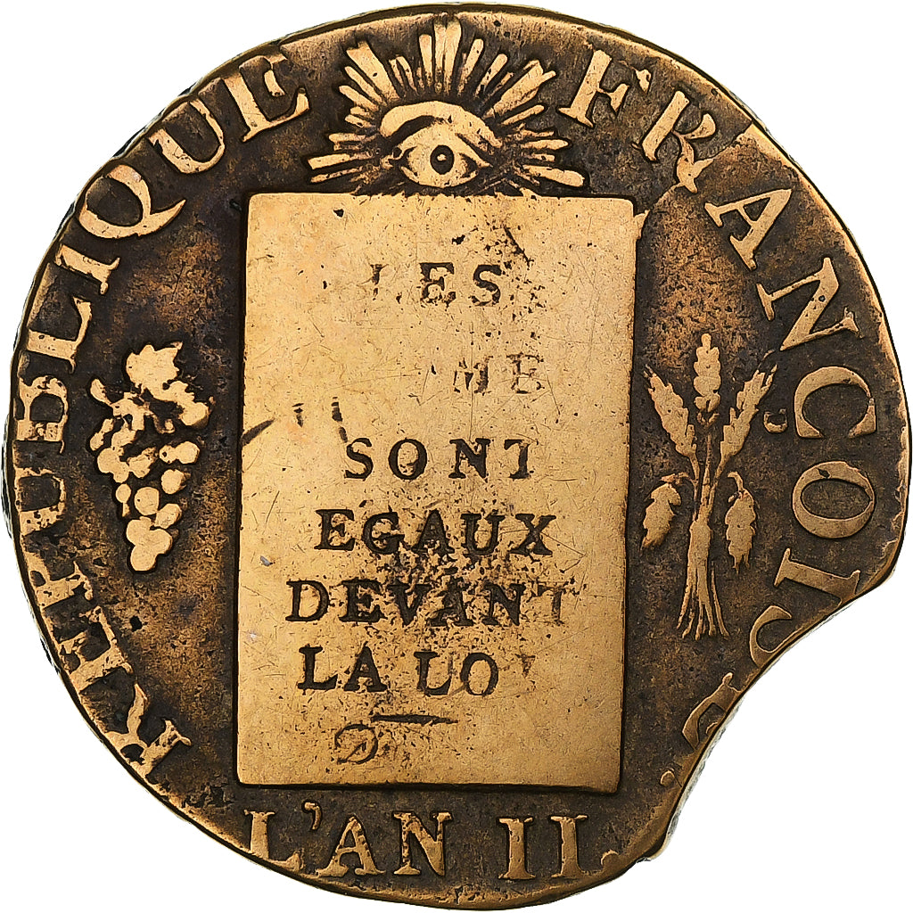 França, Sol aux balances non daté, 1794, Limoges, Cobre, VF(30-35), Gadoury:21