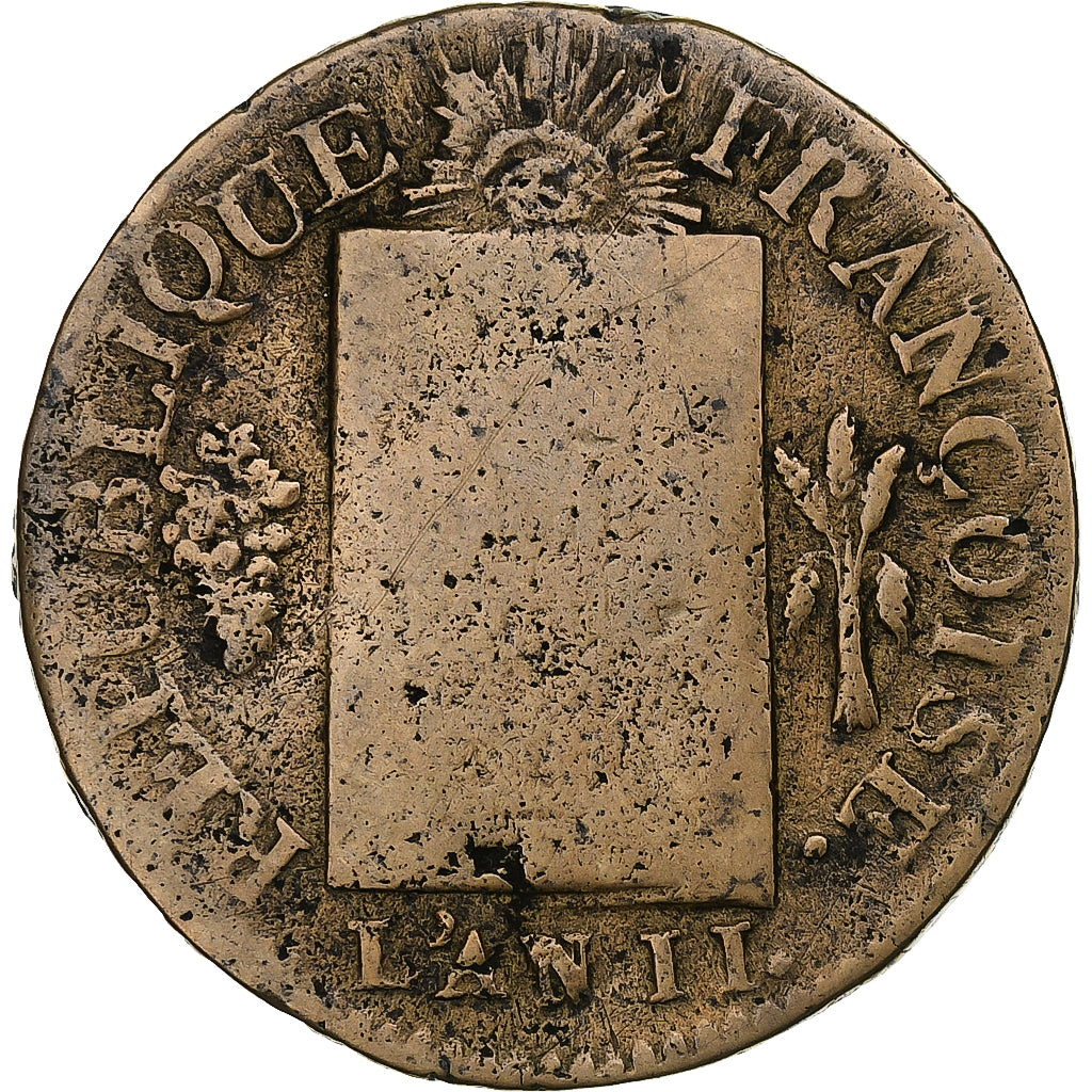 France, Sol aux balances françoise, 1793 / AN II, Arras, Copper, VF(30-35)