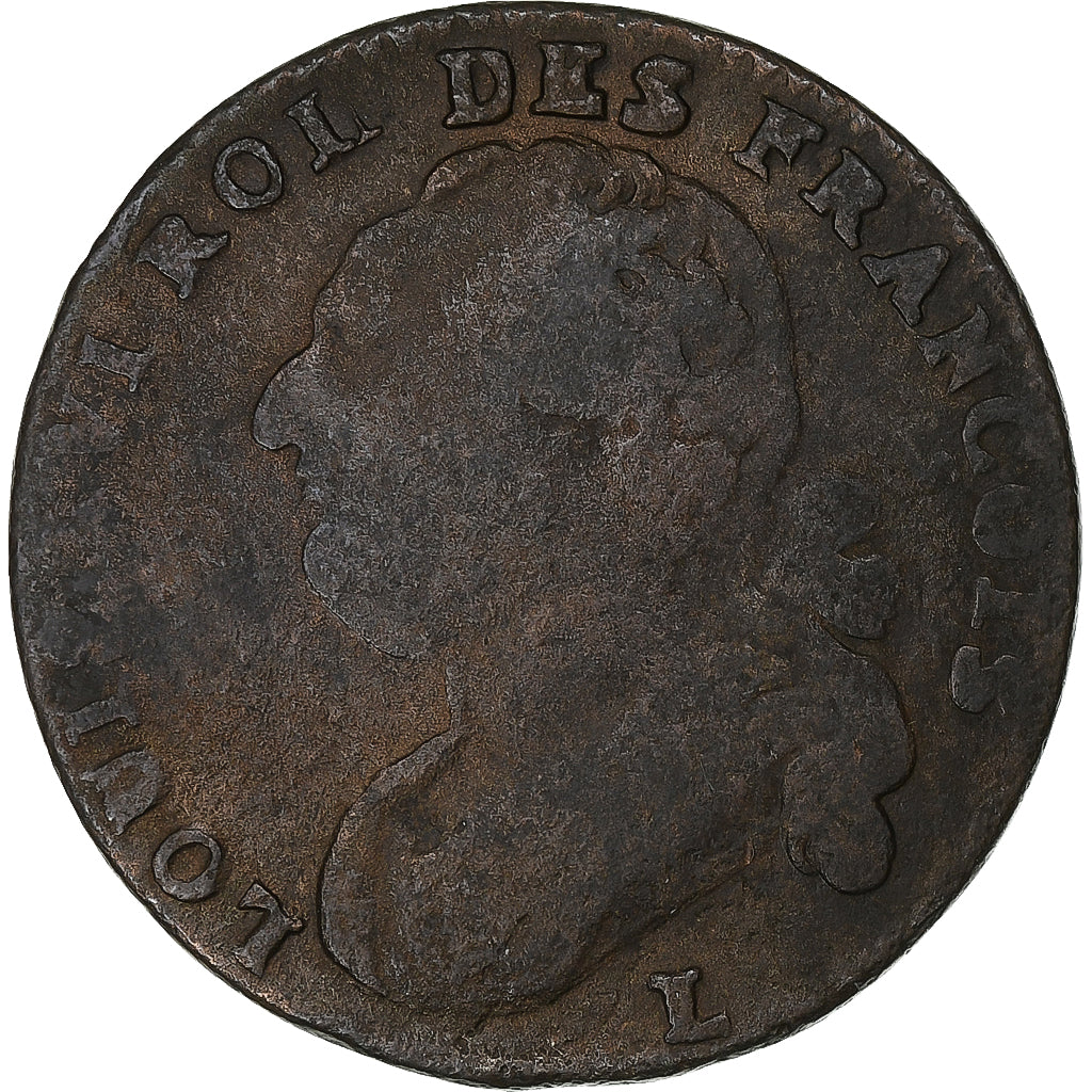 Frankreich, Louis XVI, 12 deniers françois, 1792⸱4, Bayonne, Kupfer, S