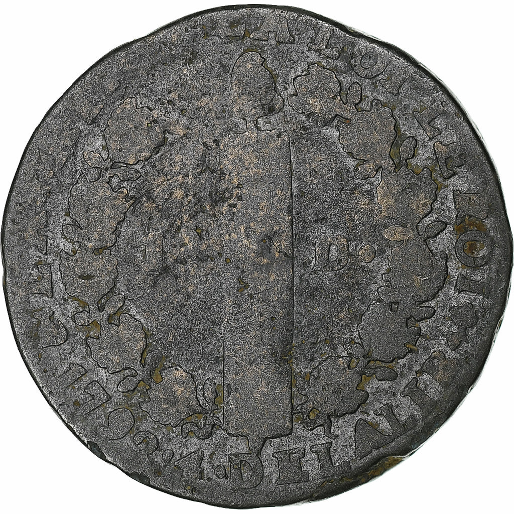 France, Louis XVI, 12 deniers françois, 1792⸱4, Saumur, Métal de cloche, TB