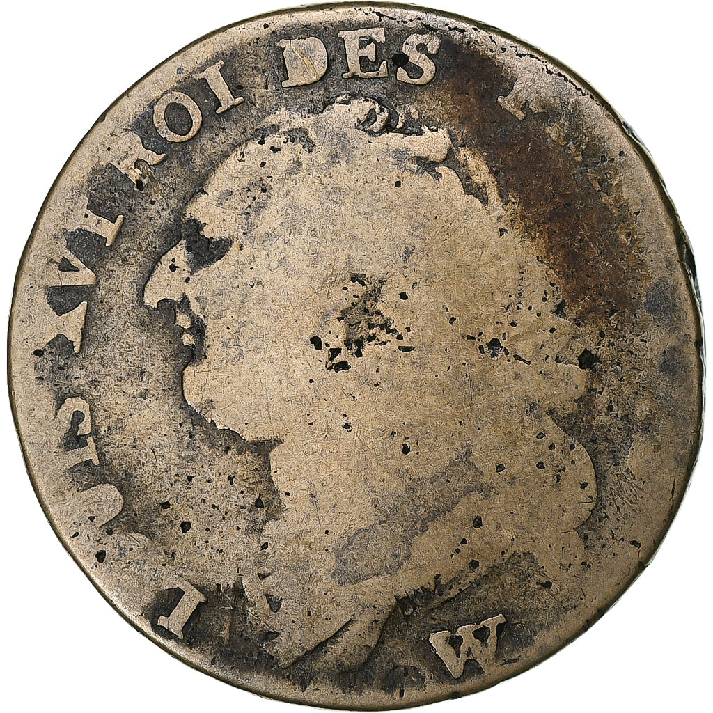 France, Louis XVI, 12 deniers françois, Lille, Métal de cloche, VF(20-25)