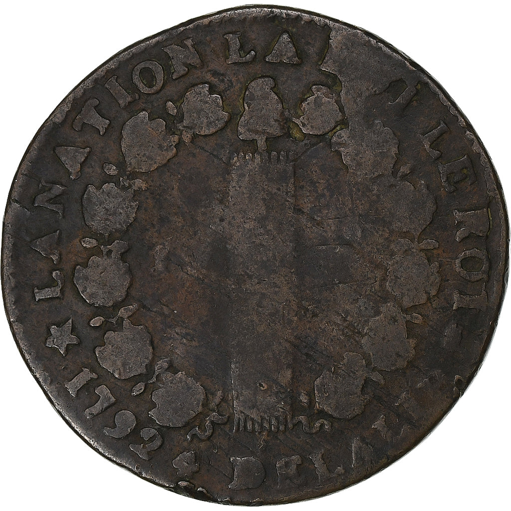 France, Louis XVI, 12 deniers françois, 1792⸱4, Marseille, Copper, VF(20-25)