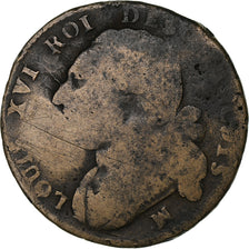 Francja, Louis XVI, 12 deniers françois, 1792⸱4, Marseille, Miedź