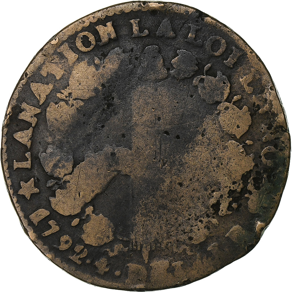 Francja, Louis XVI, 12 deniers françois, 1792⸱4, Marseille, Miedź