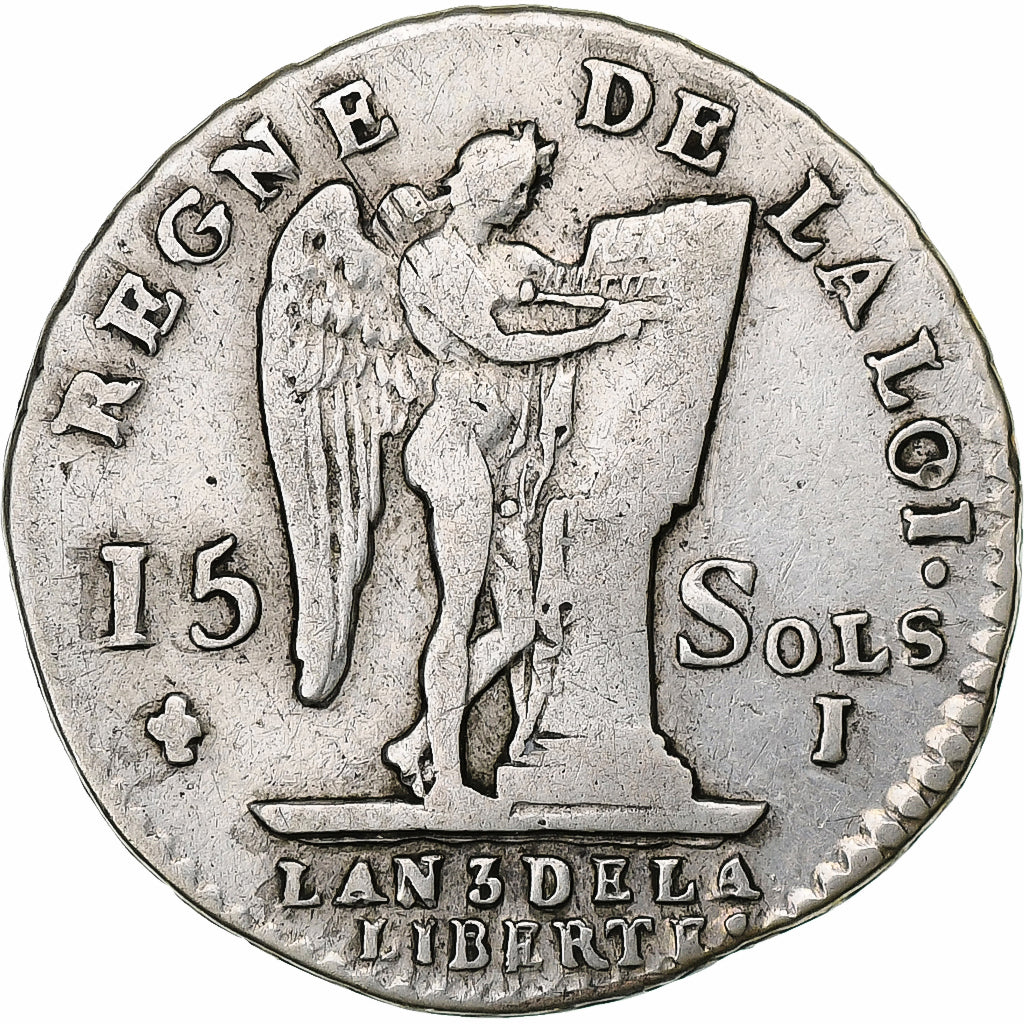 France, Louis XVI, 15 sols françois, 1791 / AN 3, Limoges, 2nd semestre