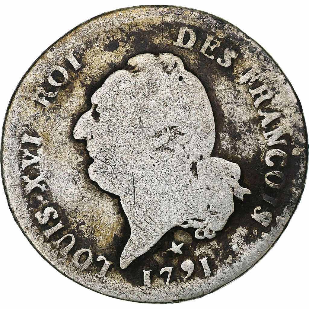 France, Louis XVI, 15 sols françois, 1791 / AN 3, Lille, 1st semester, Silver