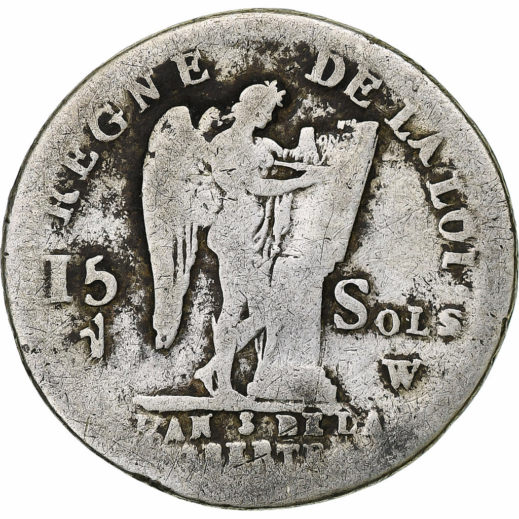 France, Louis XVI, 15 sols françois, 1791 / AN 3, Lille, 1st semester, Silver
