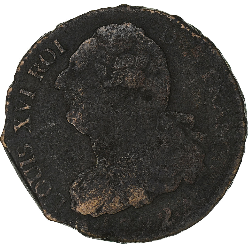 France, Louis XVI, 2 sols François, 1792 / AN 4, Paris, Métal de cloche
