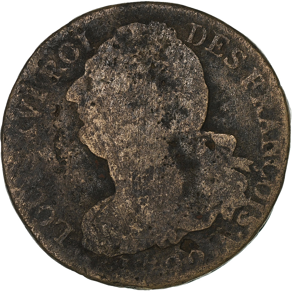 Francia, Louis XVI, 2 sols François, 1792 / AN 4, Paris, Métal de cloche, BC