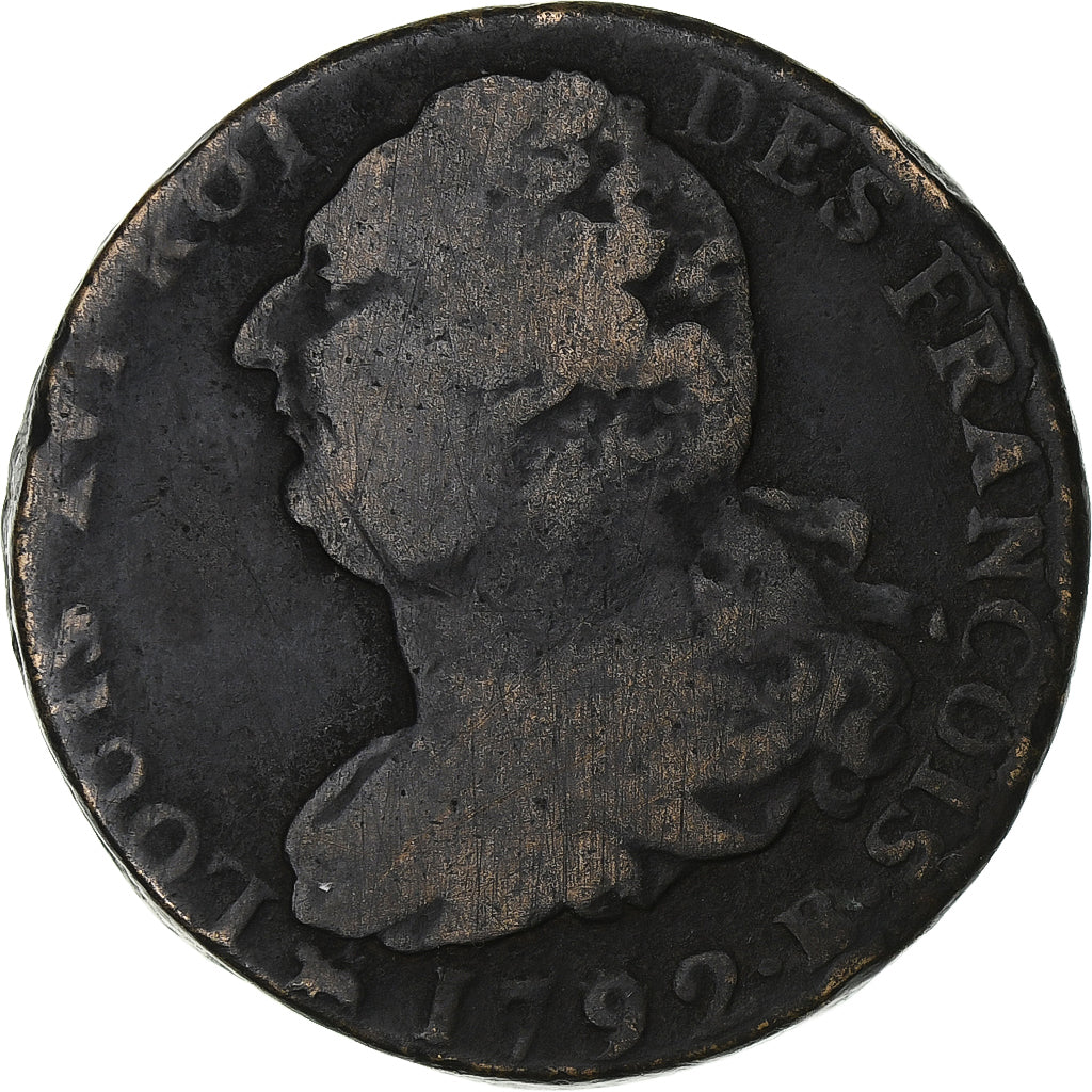 Frankreich, Louis XVI, 2 sols François, 1792 / AN 4, Rouen, Kupfer, S