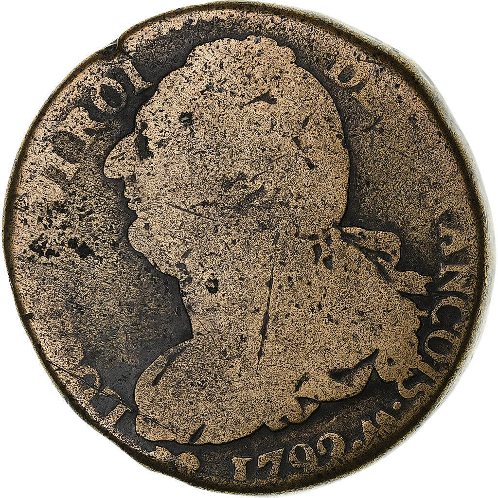 Frankrijk, Louis XVI, 2 sols François, 1792 / AN 4, Metz, Bronzen, ZG+