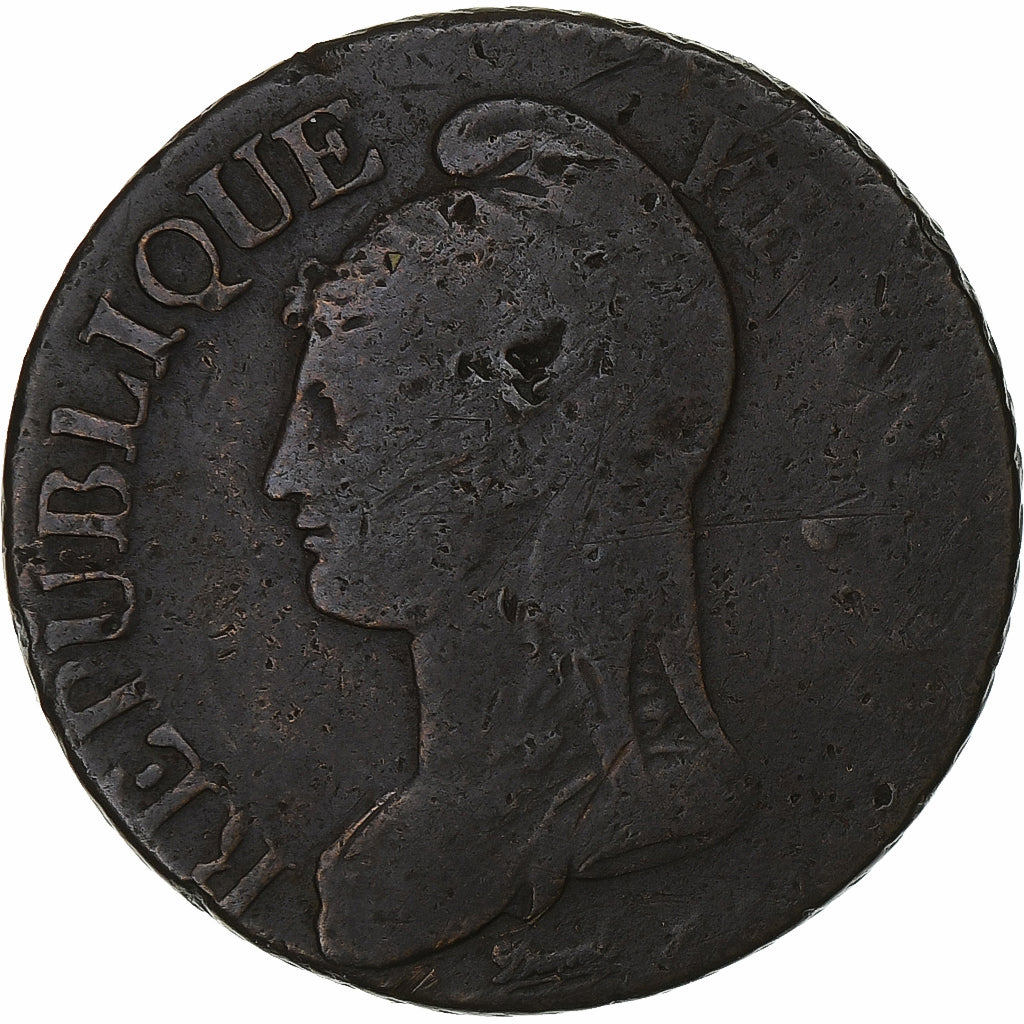 Francja, 5 Centimes, Dupré, An 8/7, Bordeaux, Miedź, VF(30-35), Gadoury:126a