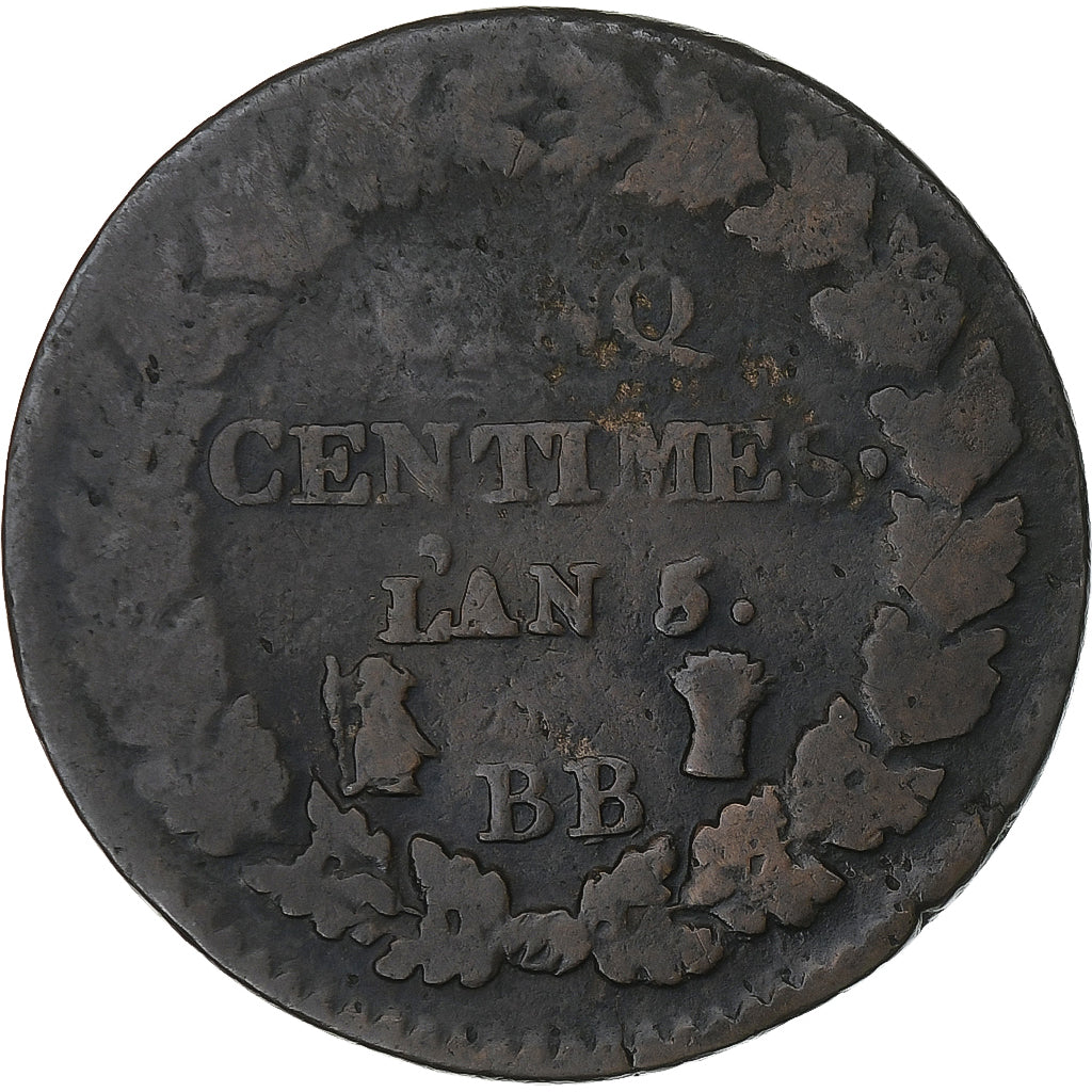 Frankrijk, 5 Centimes, Dupré, AN 5, Strasbourg, Koper, FR, Gadoury:126