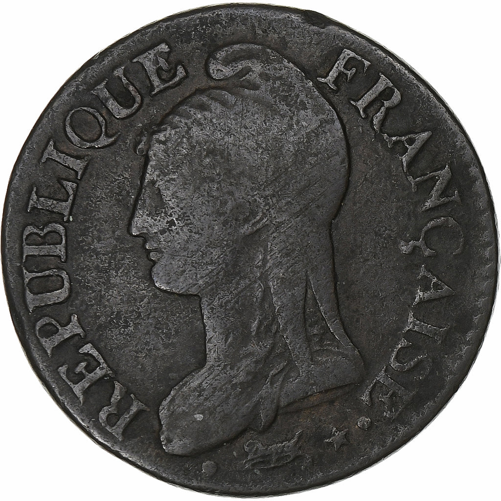Francia, 5 Centimes, Dupré, AN 5, Rouen, Rame, MB+, Gadoury:126