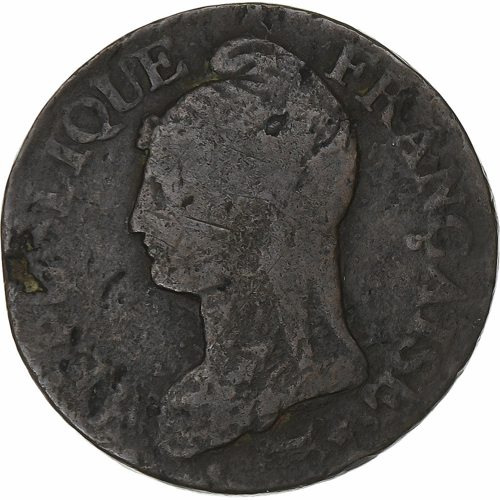 France, 5 Centimes, Dupré, AN 8, Metz, Copper, VF(20-25), Gadoury:126a
