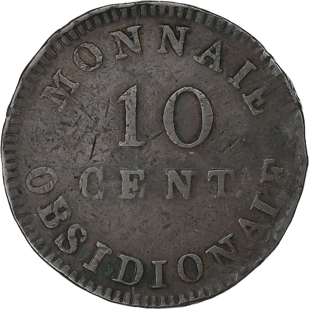 France, Louis XVIII, 10 Centimes, 1814, Anvers, Siège d'Anvers, Bronze, TB+