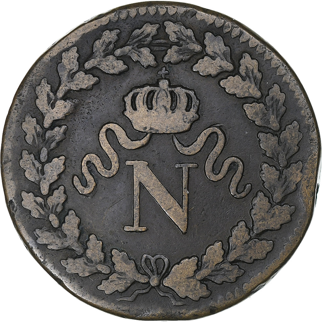 France, Napoleon I, Decime, 1815., Strasbourg, Bronze, VF(30-35), Gadoury:195e