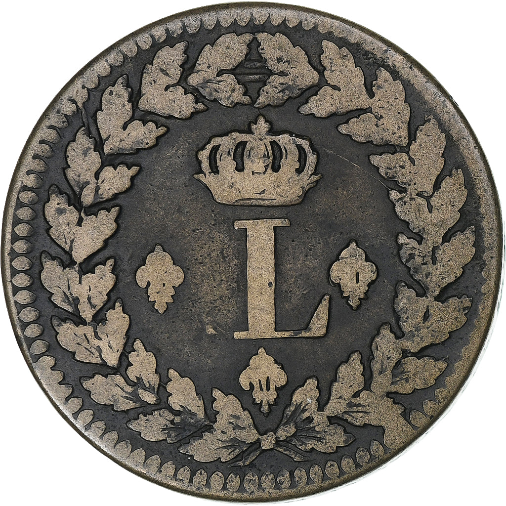 Frankreich, Louis XVIII, Decime, 1815., Strasbourg, Bronze, S+, Gadoury:196d