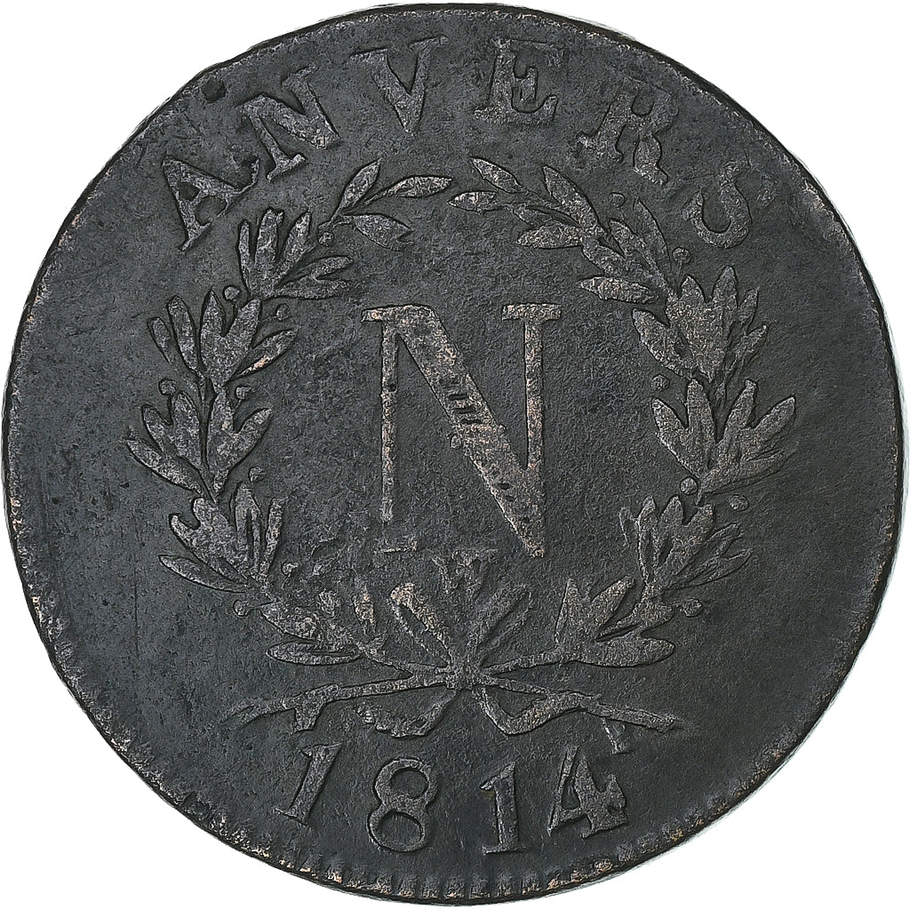 Frankreich, Napoleon I, 10 Centimes, 1814, Anvers, Siège d'Anvers, Bronze, S+