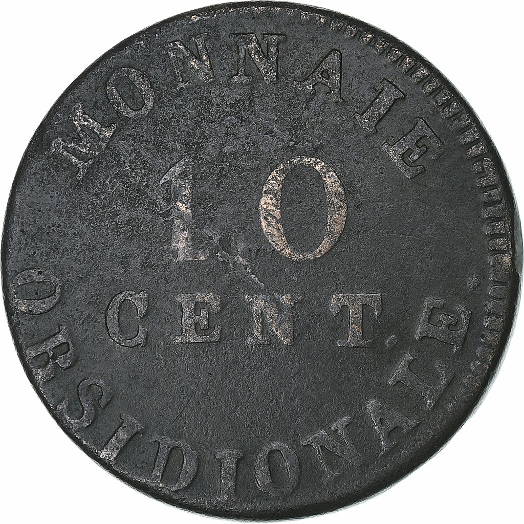 Frankreich, Napoleon I, 10 Centimes, 1814, Anvers, Siège d'Anvers, Bronze, S+