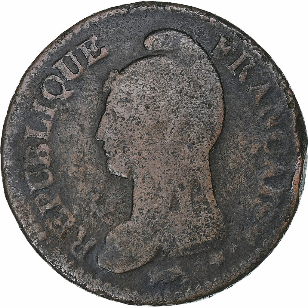 France, Decime, Dupré, AN 7, Paris, Copper, VF(20-25), Gadoury:187