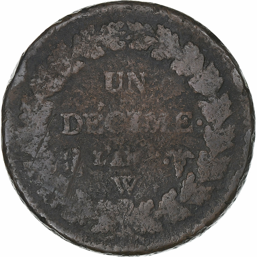 France, Decime, Dupré, Lille, Copper, F(12-15), Gadoury:187