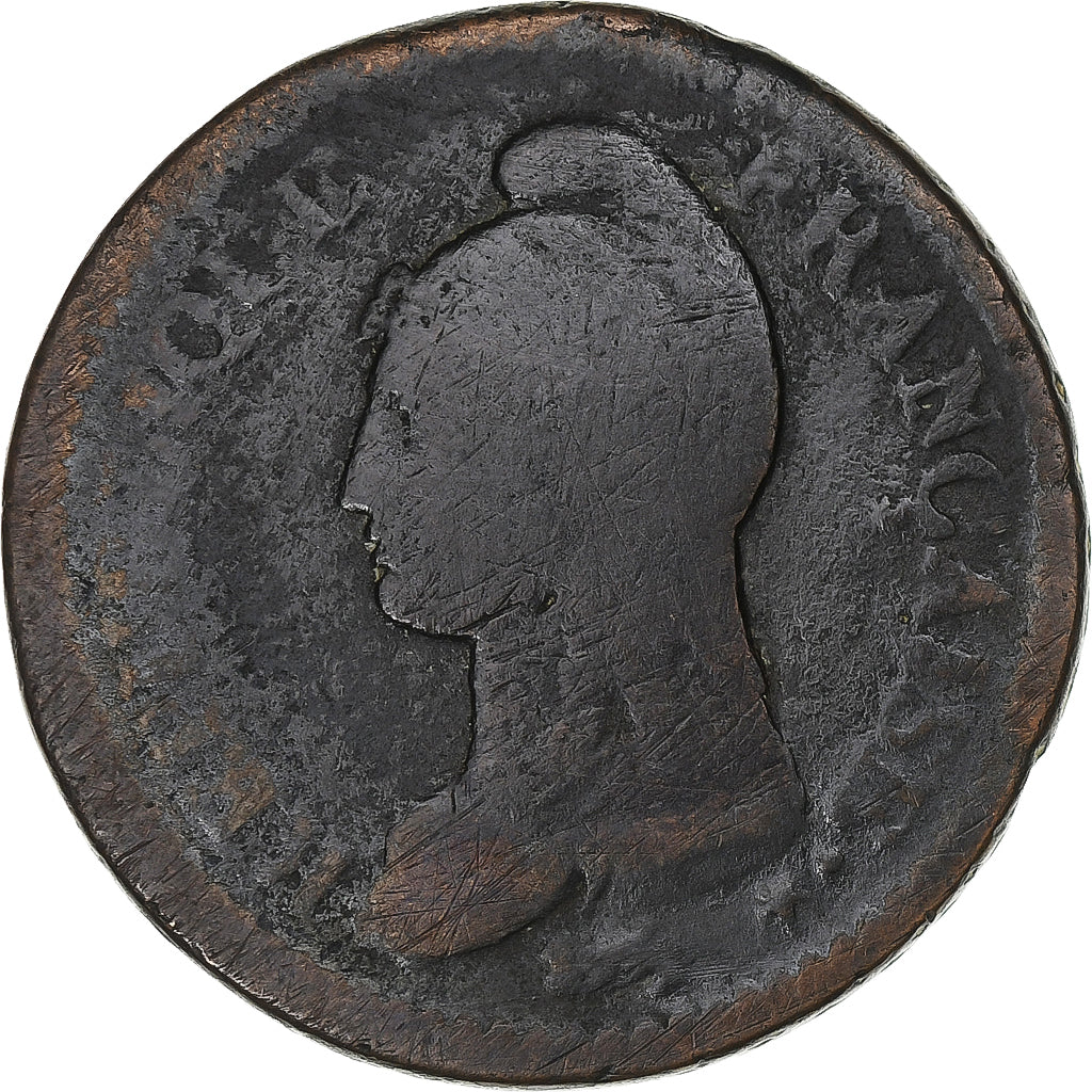 France, Decime, Dupré, AN 5, Paris, Copper, VF(20-25), Gadoury:187