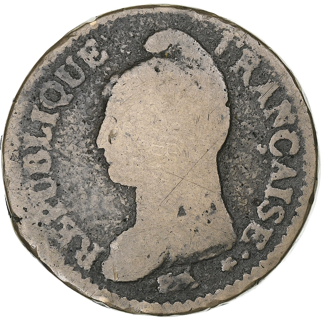 France, Decime, Dupré, AN 7, Lyon, Copper, VF(20-25), Gadoury:187