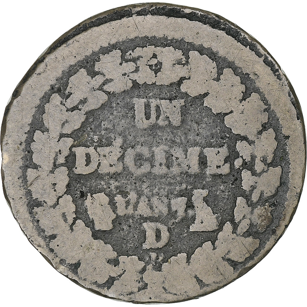 France, Decime, Dupré, AN 7, Lyon, Copper, VF(20-25), Gadoury:187
