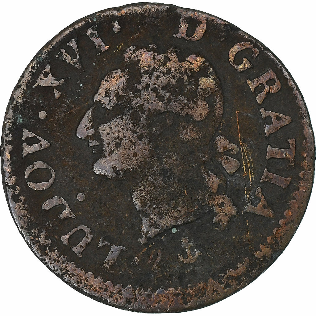 Francia, Louis XVI, Liard, 1791, La Rochelle, Rame, MB, Gadoury:348