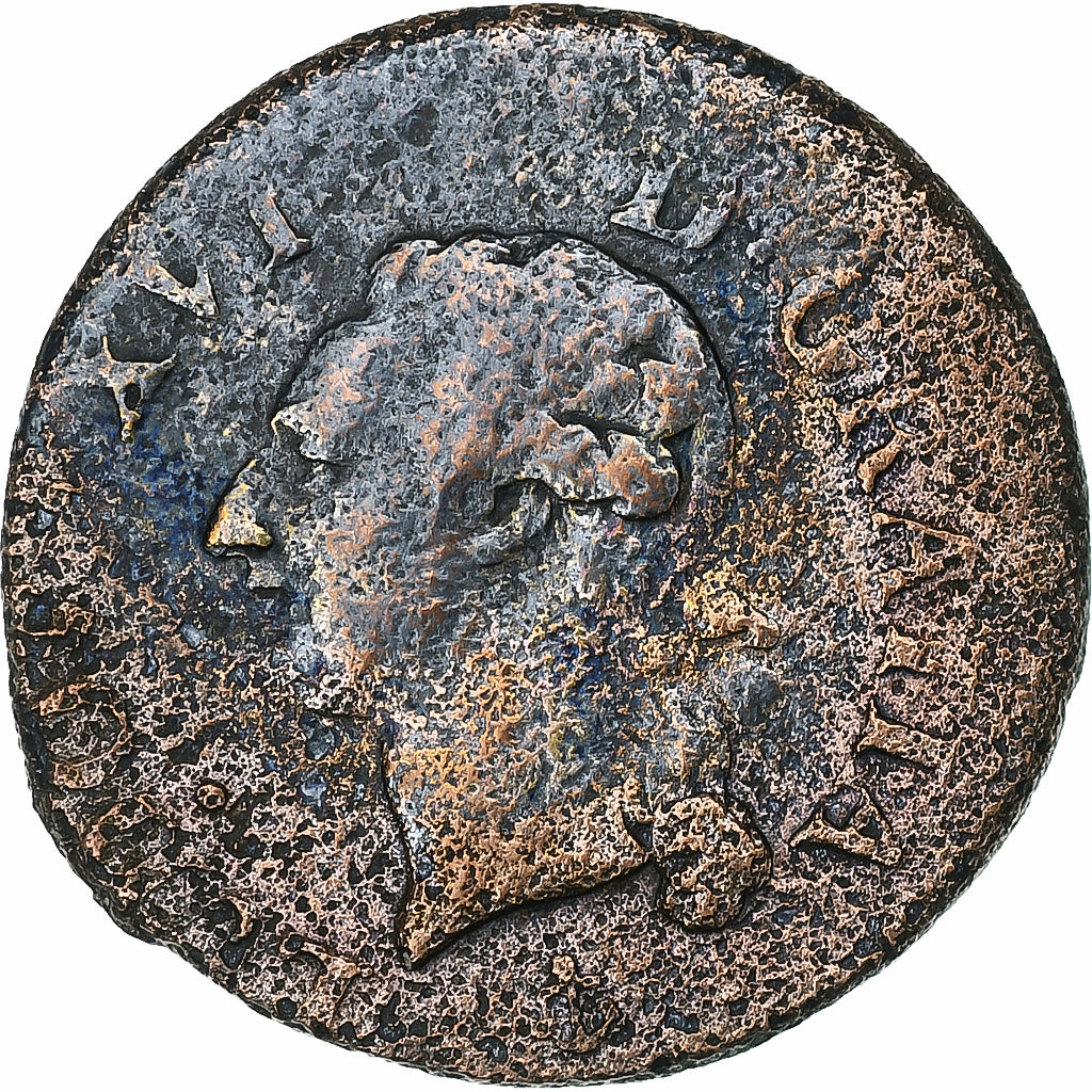 France, Louis XVI, Liard, 1791, La Rochelle, Copper, VF(20-25), Gadoury:348