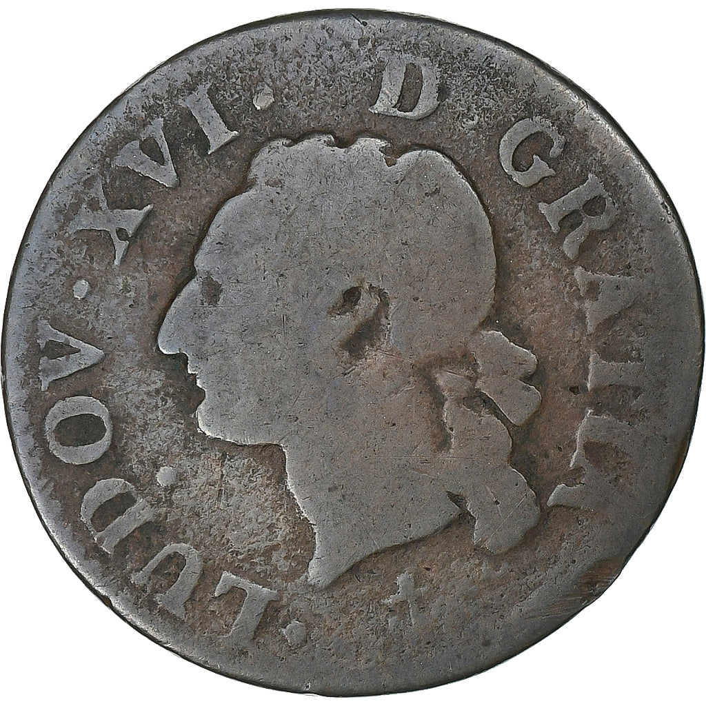 Frankreich, Louis XVI, Liard, 1791, La Rochelle, 2nd semestre, Kupfer, S