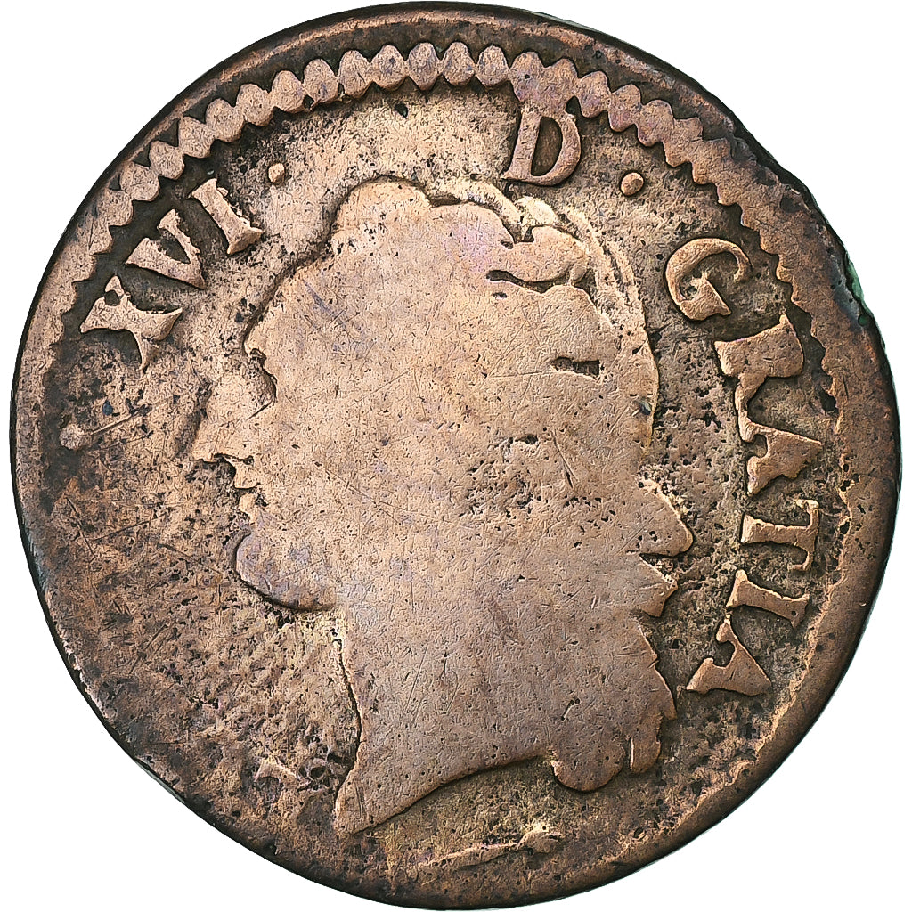 Frankrijk, Louis XVI, 1/2 Sol de Béarn, 1785, Pau, Koper, ZG+, Gadoury:349a