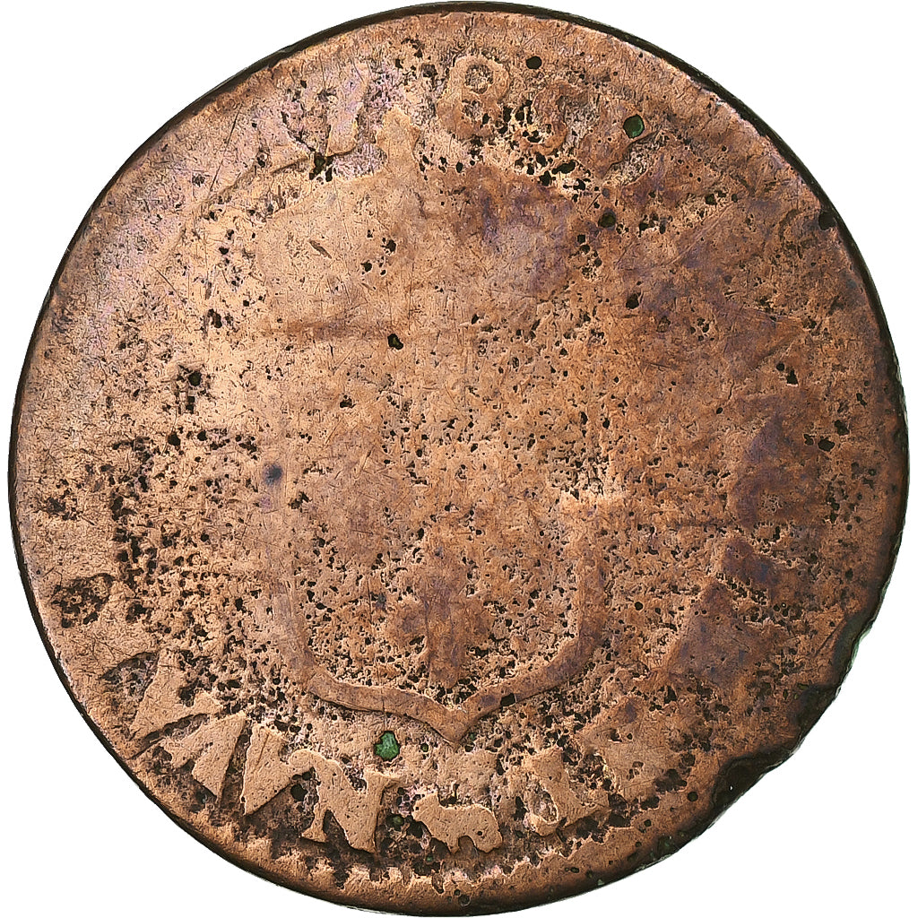 Frankrijk, Louis XVI, 1/2 Sol de Béarn, 1785, Pau, Koper, ZG+, Gadoury:349a