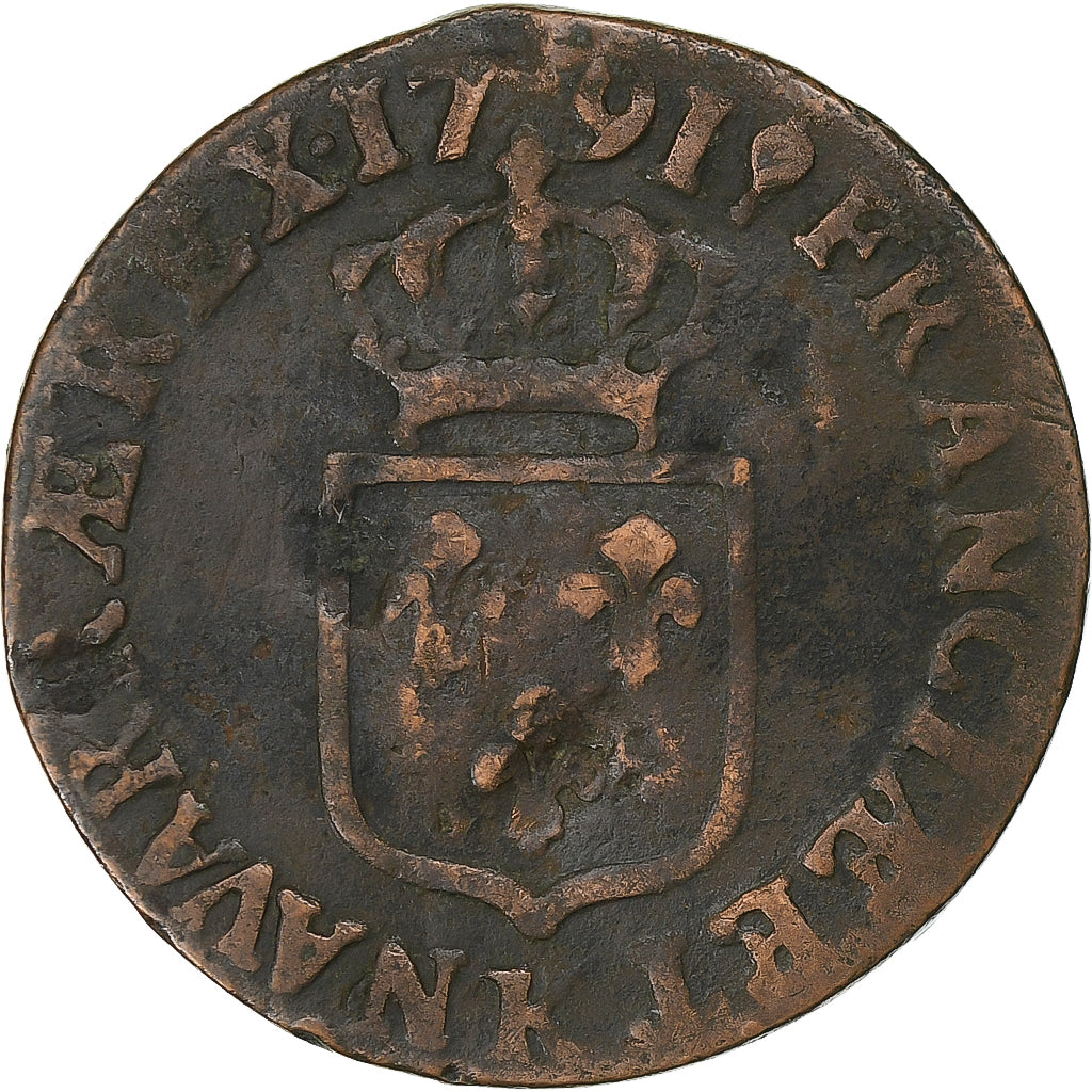Frankrijk, Louis XVI, 1/2 Sol, 1791, Bordeaux, Koper, FR+, Gadoury:349