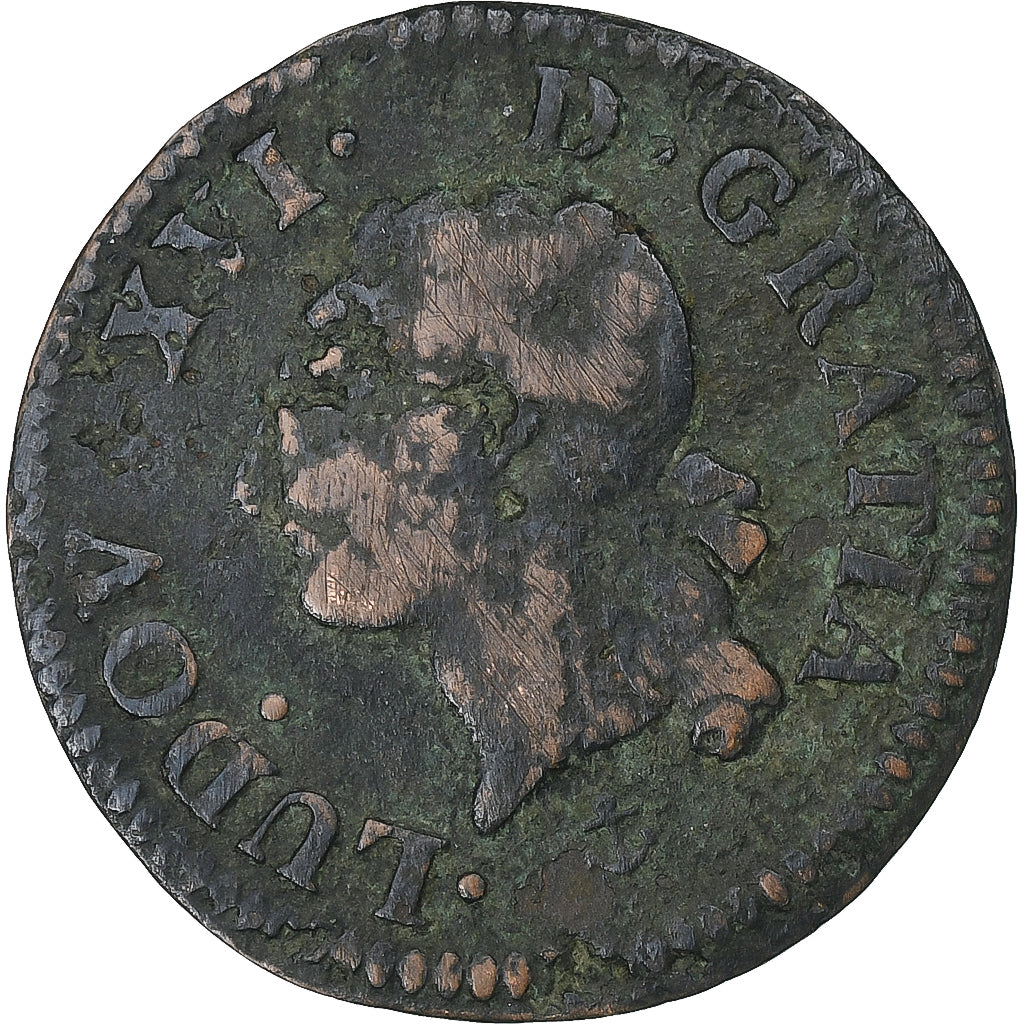 Francia, Louis XVI, 1/2 Sol, 1791, La Rochelle, Rame, MB, Gadoury:349