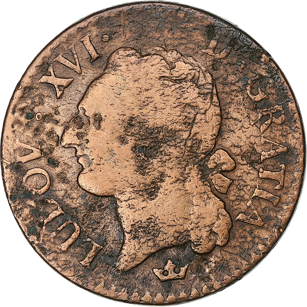 Frankreich, Louis XVI, 1/2 Sol, 1789, Toulouse, Kupfer, S, Gadoury:349